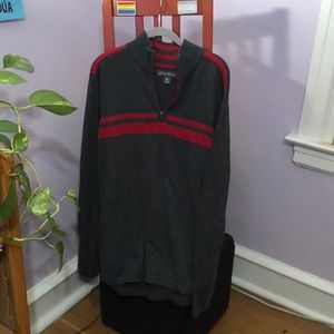 Eddie Bauer Grey w/red stripes pullover